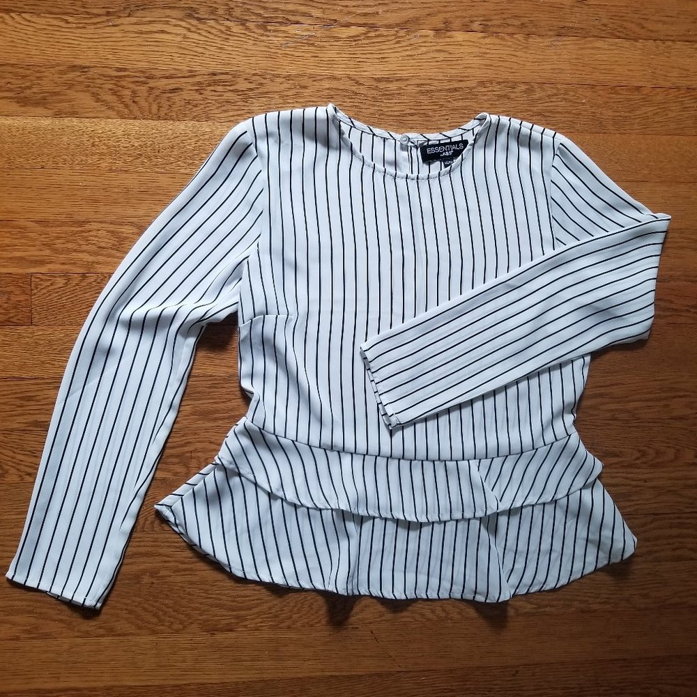 Essentials by ABS Striped Peplum Blouse (XS/TP)
